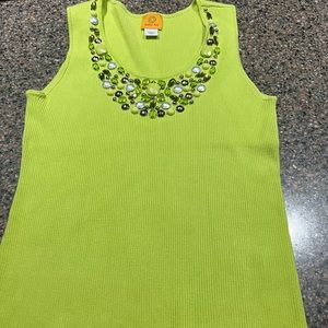Women’s Ruby Rd lime green bling tank top. Size Large